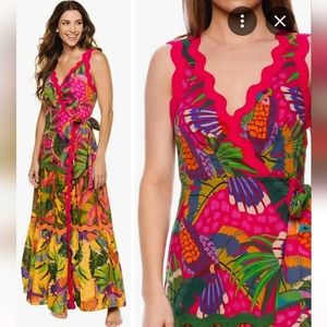 Farm Rio Painted Toucans wrap maxi dress